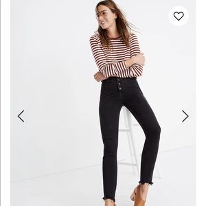 Madewell High Waisted Black Raw Hem Jean